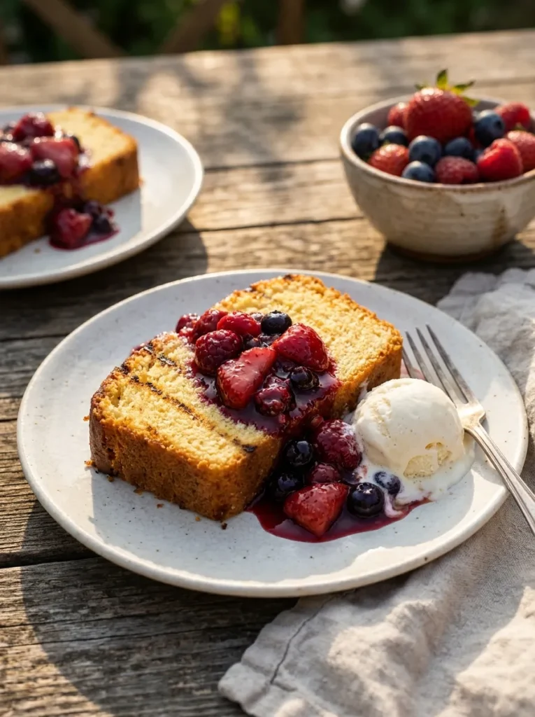 Grilled Pound Cake With Berry Compote