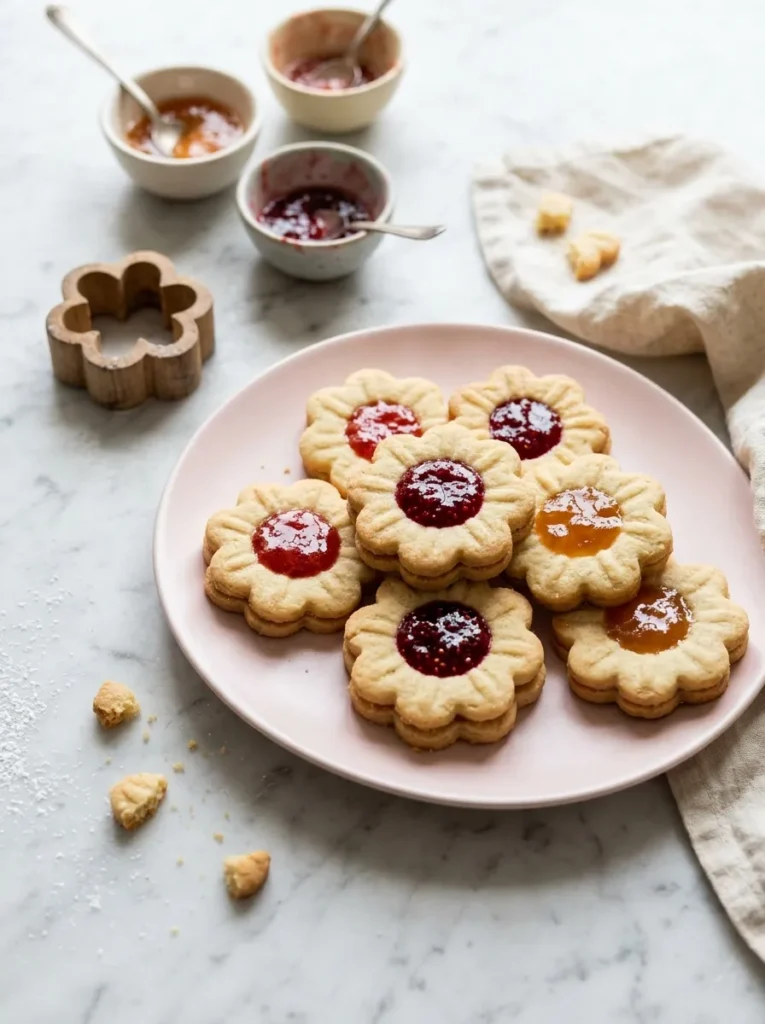 Jam Thumbprint Flower Cookies