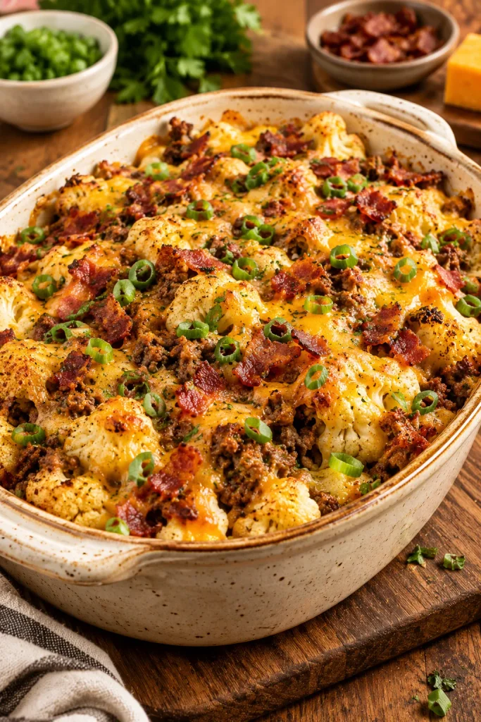 Loaded Beef Cauliflower Bake