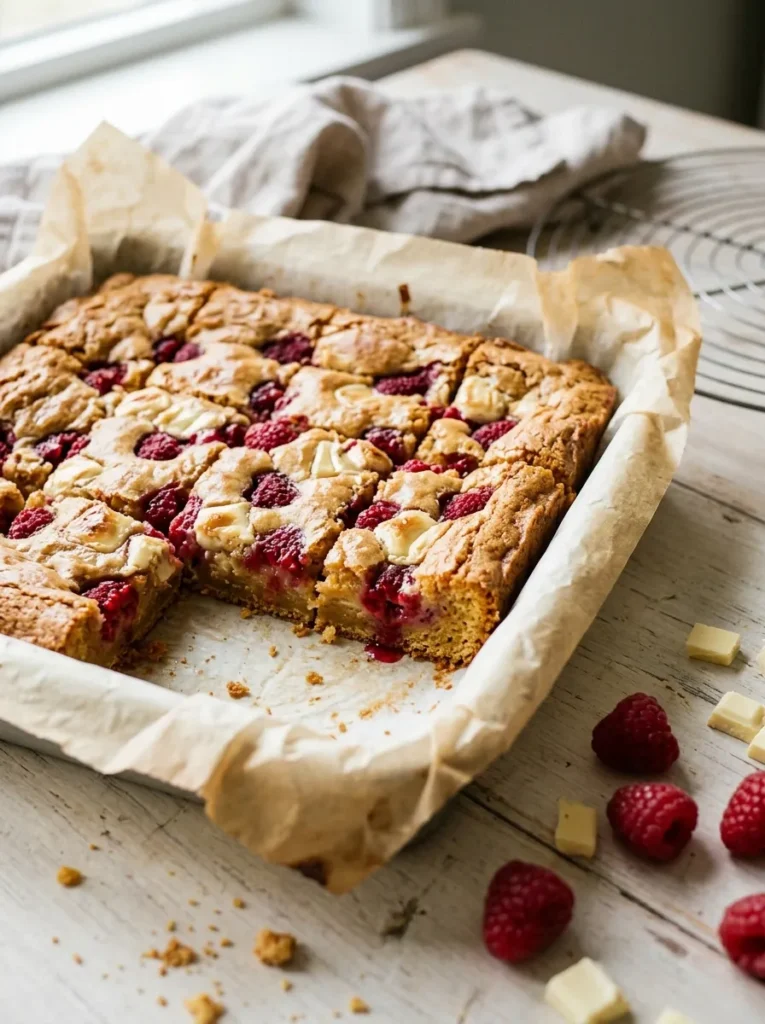 Raspberry White Chocolate Blondies
