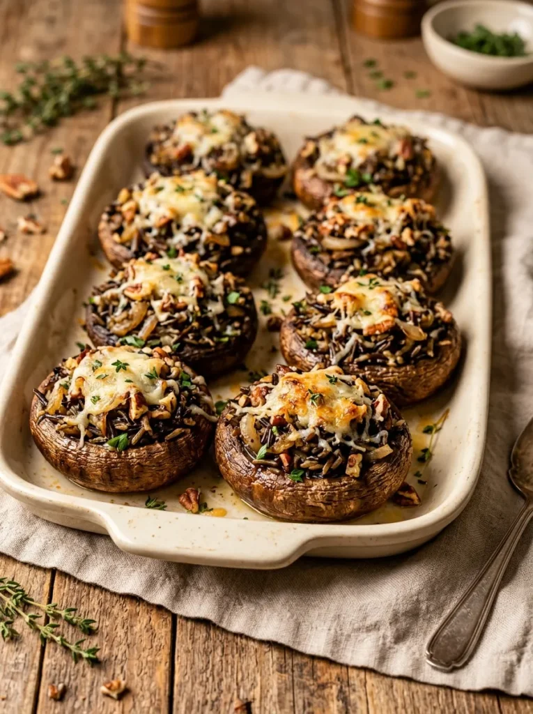 Wild Rice Stuffed Mushrooms